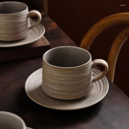 Mugs Stoare Coffee Cup And Saucer Set 250ml Handmade Vintage Personality Niche Design Ceramic Afternoon Tea Cu