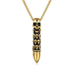 Pendant Necklaces Skull Stainless Steel Necklace Men's Classic Fashion Charm Collar Hip-hop Rapper Gothic Jewelry For Boyfrien236V