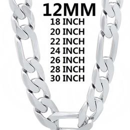 solid 925 Sterling Silver necklace for men classic 12MM Cuban chain 18-30 inches Charm high quality Fashion jewelry wedding 220222308k