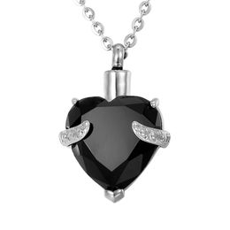 Lily Urn Necklaces Diamond Cremation Jewellery Heart Memorial Keepsake Ashes Holder Pendant with gift bag Five Colors254L