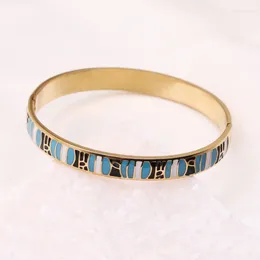 Bangle Colorful Enamel Painted For Women 18k Gold Geometric Bracelet Wedding Jewelry