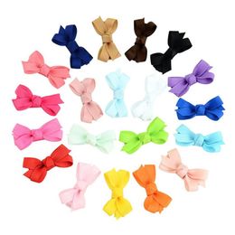 MIXIU 20pcs set 2 Inch Mini Solid Hair Clip Bow Fully Wrapped Safety Hairpin Boutique Barrettes Kids Lovely Hair Accessories272J