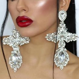 Dangle Earrings European And American Style Cross Pendant Rhinestone Exaggerated Niche Design Accessories