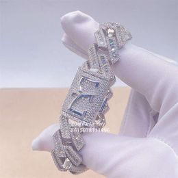 Iced Out Fire Schmuck Bling Diamant Hip Hop Miami Großhandel Kubanische Gliederkette Schmuck Moissanit Kubanisches Kettenarmband