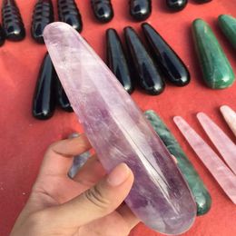 100% Natural amethyst quartz crystal wand handmade carved polished massage stick healing crystal gemstone yoni wand for women269h