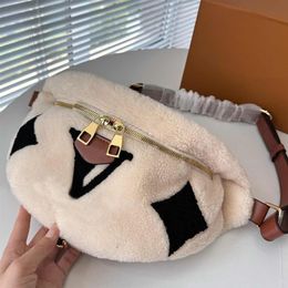 Designer waist bag women cross body handbag luxury embroidered n lamb wool chest bag men fashion sports Unisex Single shoulder bag2782