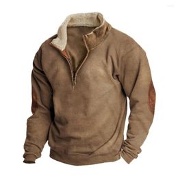 Men's Hoodies Vintage Men Patchwork Sweatshirt Ethnic Style Graphic Print Autumn Casual Loose Long Sleeve Stand Collar Polo Shirt Top