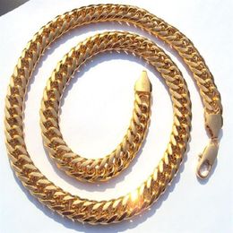 Heavy MENS 24K REAL SOLID GOLD FINISH THICK MIAMI CUBAN LINK NECKLACE CHAIN Jewellery 3 CONSECUTIVE YEARS S DHAMPI3379
