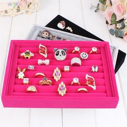 2pcs lots Jewelry Display Rings Organizer Show Case Holder Box New red Ring Storage Ear Pin Accessories box269t