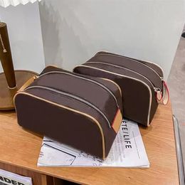 Designer Double zipper men travelling toilet bag women wash large capacity cosmetic bags toiletry Pouch makeup bags Cases Brown fl237b