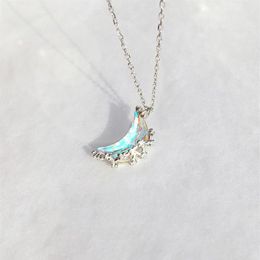 Pendant Necklaces Glowing Discoloration Moon Chain Necklace Korea Creative Luminous Stone Charm For Women Choker Wedding Party Jew236w