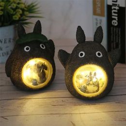 Hayao Miyazaki Animation Totoro Figures Model Toy LED Night Light Anime Star Resin Home Decoration Kids s Gift 2111053072