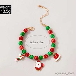 Chain 2022 Fashion Red Green Christmas Themed Bracelet for Women Anta Claus Hand Chain Crutch Reindeer Bracelet Party Jewellery Gifts R231205