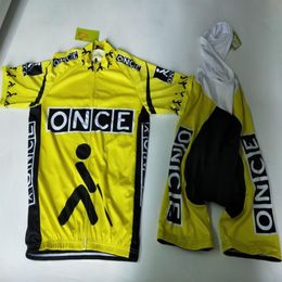 2022 ONCE Yellow Summmer Triathlon Team Cycling Jersey Set Mountain Bike Clothes Maillot Ciclismo Ropa Size XXS-6XL N11236j