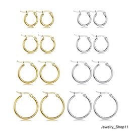 Arete wholesale trendy stainless steel multi size gold huggie ear rings set big large circle hoop earrings fashion women Jewellery