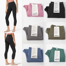 Lu Align Lu Seamless Yoga Lady Sports Capri Pants Bodybuilding Cropped Pant Woman Sportswear High Waist Naked Leggings Stretch Athletic Trou