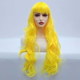 COS wig headband yellow neat bangs large wave synthetic fiber hair curly headband