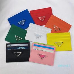 Fashion Design Triangle Mark Card Holders Credit Wallet Leather Passport Cover ID Business Mini Pocket Travel for Men Women Purse 228L