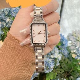 Fashion luxury lady watch Top brand Stainless Steel band women Wristwatches rectangle dial diamond designer watches for womens Mother's Day Christmas birthday Gift