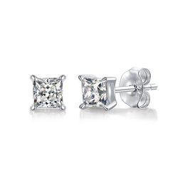 stud earring D Colour Princess Cut Moissanite Earring s925 Sterling Sliver Plated with 18k White Gold Earrings for Women Fine Jewel275m