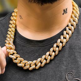 Mens 15MM Baguette Diamonds Cuban Link Chain Necklace Cubic Zirconia Jewellery Cuban Choker 16inch-24inch306S