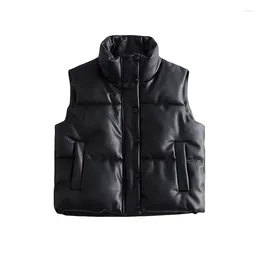 Women's Vests Women S Cropped Puffer Vest Zip Up Stand Collar Warm Sleeveless Padded Jacket Coat For Fall Winter
