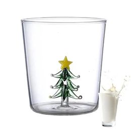 Wine Glasses Christmas Tree Glass Cup Cute Water Tea Wine Reusable Drinkware High Borosilicate Milk for xmas home decoration 231205