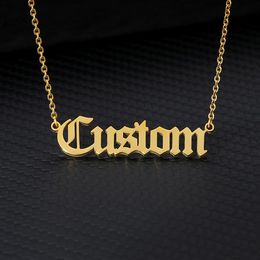 Personalized Old English Custom Name Necklaces For Women Men Gold Silver Color Stainless Steel Chain Pendant Necklace Jewelry281m