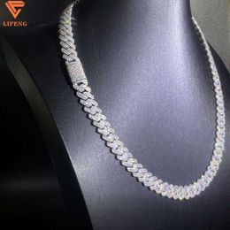 10mm Hip Hop Necklace for Pendant White 925 Sterling Silver Iced Out Vvs Moissanite Diamond Cuban Link Chain Men Women