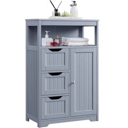 Bathroom Sinks Wooden Floor Cabinet Multiple Tiers Storage Organizer Gray 231204