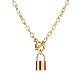 New Retro OT Buckle Lock Necklace Simple Gold Color Lasso Padlock Necklace for Women Punk Collares Jewelry G1206194e