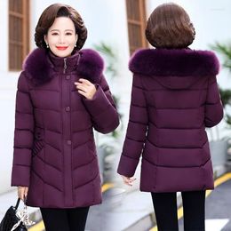 Women's Trench Coats Fdfklak Women Long Cotton-padded Jacket 2023 Casual Loose Big Size Fur Collar Wadded Overcoat Abrigos De Invierno Mujer