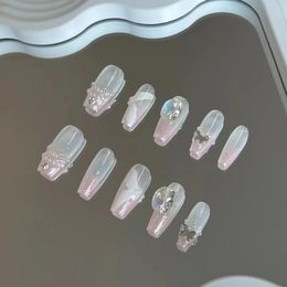 False Nails Acrylic Press on White Nail Tips Fake PutinLineon French Girl Christmas 231204