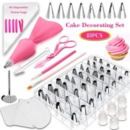 83PCS Cake Decorating Tools Kit Icing Tips Pastry Bags Couplers Cream Nozzle Baking Tools Set for Cupcakes DOOKIES228E