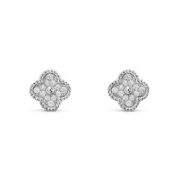 Lucky Four-leaf Clover stud earrings designer for women letter V cleef luxurious Jewellery diamond earings281f