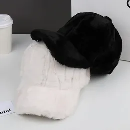 Ball Caps Winter Cap Women's Fluffy Wide Brim Baseball With Uv-proof Sun Protection Thick Plush Peaked Hat For Outdoor Activities