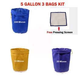 Filter Bag 5 Gallon 3 Bag Set Bubble Plant Garden Grow Bag Hash Herbal Ice Essence Extractor Kit Extraction Bags with Pressing Scr297R