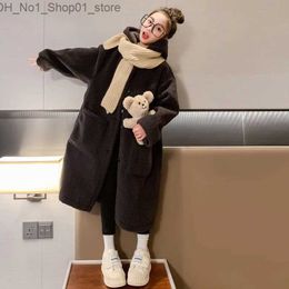 Down Coat 2023 Korean Winter Junior Girl Long Warm Jacket Teenager Girl Hooded Fur Integrated Warm Windbreaker Girls Winter Thicken Coat Q231205