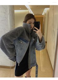 Women's Trench Coats 2023 Autumn And Winter Lamb Wool Stitching Denim Jacket Female Korean Version Of The Wild Loose Personality