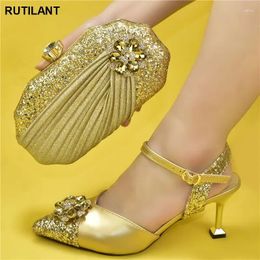 Dress Shoes Arrival African Italian Shoe And Bag Sets 2023 Spring Autumn Women Pumps Sexy Buckles High Heels Sandals Plus Size