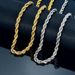 Pendant Necklaces Stainless Steel Rope Chain Necklace For Men Women Braided Rope Chain Choker Necklace Gold Color Neck Metal Fashion Jewelry Gift 231204