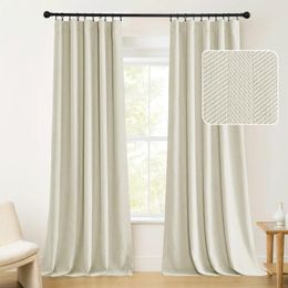 Curtain RYB HOME Chenille Curtains With Herringbone Pattern Soft Warm Touch Fabric Back Tab & Rod Pocket Drapes For Nursery Dining Room