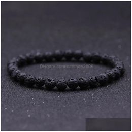 Beaded 6Mm Natural Black Lava Stone Bead Bracelet Diy Aromatherapy Essential Oil Diffuser For Women Drop Delivery Jewelry Bracelets Dhqpr