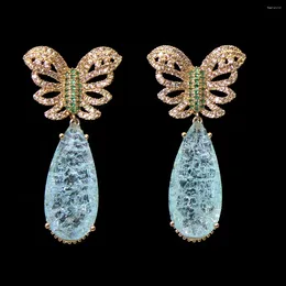 Dangle Earrings Cute Butterfly For Women Cubic Zirconia Light Blue Water Drop Earring Daily Wear Party Jewelry Sister Gift