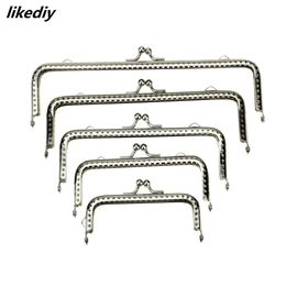 Bag Parts Accessories 20 Pcs/Lot 5 Sizes Square Glossy Silver Basic Metal Purse Frame Kiss Clasp Lock DIY Bag Accessories 8.5/10.5/12.5/15.5/18CM 231204