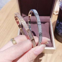 Designer Bracelet Luxury Womens Nail Customized Thin Version of the BanglesHigh Edition V Gold Full Sky Star Love Men's and Women's Two Row Diamond