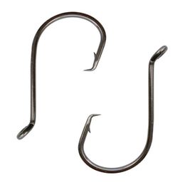 100pcs 7384 High Carbon Steel Fishing Hooks Black Offset Sport Circle Bait Fishing Hook Size 1-8 0203V