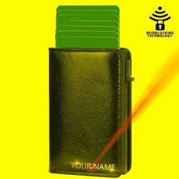 Card Holders Holder Customised Men Wallets Rfid Black PU Leather Slim Mini Wallet Small Money Bag Male PursesCard285F