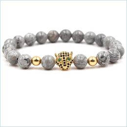 Charm Bracelets Agate Natural Stone Bracelet Bead Mens Drop Delivery Jewellery Dhzrm