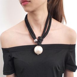 Big Imitation Pearl Pendant Necklaces For Women Thick Rope Adjustable Statement Chokers Necklaces Jewelry UKMOC254i